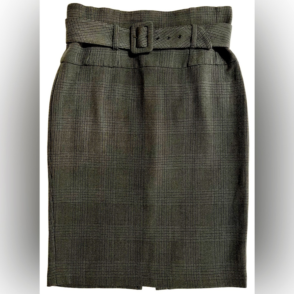 ✌️RICKI’S pencil skirt in subtle black & gray pattern with removable cloth belt